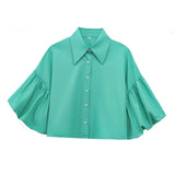Short Top 2025 Spring Five-Sleeve Retro Temperament Bubble Sleeve Loose
