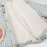 Plaid Heart Patchwork Pocket Puffer Jacket-Outfit