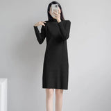 And Winter With Coat Sweater Dress Women Loose Fashion With Medium And Long Bottoming Over The Knee Knit