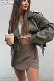 MODA 2023 Women Fashion Asymmetric Wrap Shorts Skirts Ladies Vintage High Waist Side Zipper Female Chic Skort Outwear