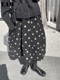High Elastic Waist Black Dot Printed Long Casual Half-body Skirt Women Fashion Tide New Spring Autumn 2023