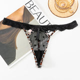 Sexy Lace Leopard T-Throat T-Santing Tpants Ice Silk Splicing Lace Breathable