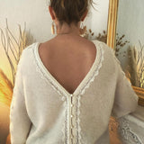 Valentine Lace Patchwork Sweater Women Autumn Winter Puff Sleeve V-neck Jumper Cardigan 2022 Vintage Chic Casual Sweaters
