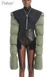 Extra Long Sleeve Zip Up Cropped Puffer Jacket Streetwear 2023 Fashion Women Outwear Stylish Bubble Coats