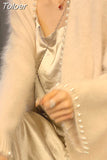 Mid-length Women's Plush Knit Long Cardigan Temperament Sweater Pearl Accessories Long Sleeve Cardigan 꼼데가르송