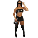 Toloer Women's Summer 2024 Sexy Strapless Crop Low Fanny Pack Hip Skirt Suit Women's Dress-Outfit
