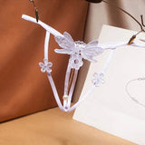 Tback temptation underwear female hollow embroidery thong sexy pearl pendant free open transparent sexy t pants