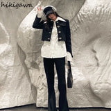 Temperament Jacket Metal Button Tunic Korean Short Suit Coat Y2k Clothes Fashion Turndown Collar Long Sleeve Jackets for