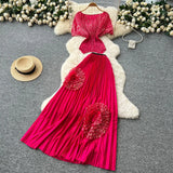 Folded Two Sets Of Women's Waist Repair Short Sleeve Pressure Folded Blouse Flowers High Waist 100 Folds