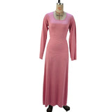 Toloer Women's New Autumn New Fashion Loose U-Neck Back With Long-Sleeved Dress-Outfit