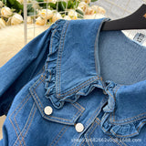 And Cooked Wind Dolls To Receive Waist Metal Buckle Temperament Casual Long Denim Dress