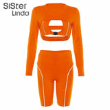 Sisterlinda Reflective Stripes Buckle Strap Sexy Crop Top Women Shorts Tracksuit Set Women Summer Fashion Club Streetwear