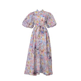 Court Style High Design Feeling Heavy Industry Nail Drill Short Sleeve Single Buckle Dress +
