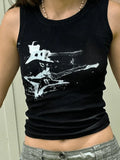 Guitar Ribbed Cropped Tank Top-Outfit