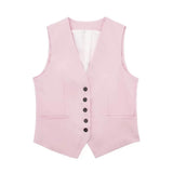 Women's 2025 Spring New Fashioned Colored Flax-Blend Vest + Shorts