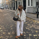 Large Collar Wool Crop Coat-Outfit