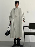Loose Fit Gray Big Size Long Thick Woolen Coat Parkas New Long Sleeve Women Fashion Tide Autumn Winter 2022