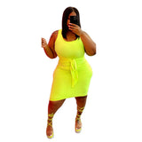 And American Solid Color Bodycon Plus Size Sleeveless