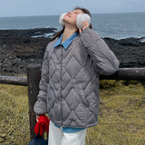 Korean Version Of The Small Man Wearing Light Diamond Cotton Coat Female Autumn Winter New Simple Fashion Short Warm Padded Clothes-Outfit