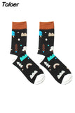 Men Socks Cartoon Cactus Flower Leaf Wood Plant Harajuku Funny Happy Hip Hop Skate Male Cotton Sock Street Style