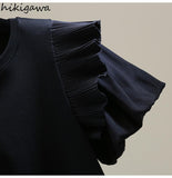 Woman Tshirts 2023 Summer Clothing Shirts for Women Patchwork Puff Sleeve O-neck Tees Tops Korean Casual Sweet