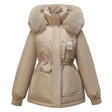 Send To Overcome The Female Winter 2024 New Add Velvet Add Thick Cotton-Padded Clothes Korean Version Loose Cotton-Padded Jacket Close Waist Down Cotton Jacket Coat-Outfit