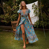 Summer Leisure Hot Holiday Printing Dress Sexy Long Dress Women's