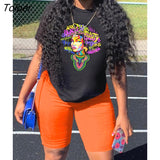 Loose T-Shirt Women Tracksuit Tie Dye Print Two Piece Short Set For Women Solid Letter Crown Pencil Short Pant