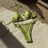 2025 New Sexy Nylon With Light Metal Ring With Dew-Back Split Body Swimsuit