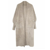 Gray Big Size Long Knitting Cardigan Sweater Loose V-Neck Long Sleeve Women New Fashion Tide Autumn Winter 2022