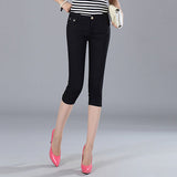Women's Capris Jeans Pants Female Knee Length Stretch Slim Capri Jeans Women Candy Color Summer Denim Jeans