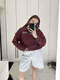 Women's Casual Half-Zip Embroidery Loose Long-Sleeved