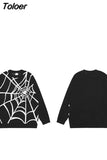 NEW Streetwear Spider Web Sweater Knitted Sweater Hip Hop Pullover Cotton Unisex Harajuku Sweater Soft Y2K Clothing