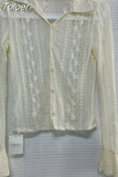 Blusas Mujer De Moda Lace Long Sleeve Blouses for Women Sexy Tunic Summer Shirts See Throught Korean Chic White Blouse