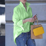 Burst Spring And Summer Lady Long-Sleeved Shirt Women's Street Fashion Loose Solid Color Large-Size
