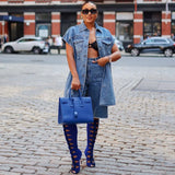 Women's Casual Denim Jacket Women's Fashion Denim Jacket Sleeveless Shoulder
