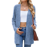 New Solid Color Pit Grinding Long Sleeve Casual Cardigan Coat-Outfit