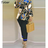 Print Women's Sets Casual Suit Spring Summer Long Sleeve Loose Top Slim Pencil Pants 2 Pieces Set 2023 Lady Outfits