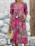 New Printed Summer V-Neck Casual Holiday Bag Dress Home Clothes