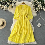 Dress Vintage Sexy Lantern Sleeve Mid-Calf Dress Beach Bohemian Women'Summer Sundress 2022 Casual