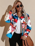 Fashion Print Turndown Collar Long Sleeve