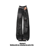 Multi-Pocket-Hole-Wear Jeans Women's Summer 2025 New High-Waist Design Wide-Legged