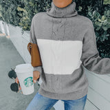 Women's Wear 2022 Autumn And Winter New Striped Loose High Collar Pullover Knitted Sweater Women's Outdoor Street
