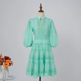 Dress Eugen Yarn Half-Open Lantern Sleeve Middle Sleeve Dress Lace Lace To Receive Waist
