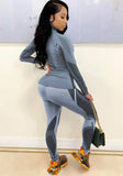 Contrast Fitting Long Sleeve Zipper