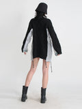 Toloer Lazy Wind Cowboy Splicing Sweater Loose Casual Fashion Long Long Sleeve Knit Sweater Trend-Outfit