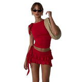 Summer New Women's Sleeveless Round Collar Bodysuit Small Vest Top Two