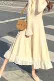 Sweater Dress Women Long Sleeve V-neck Office Knitted Dress Female Vintage Lace One-piece Dress Korea 2023 Autumn