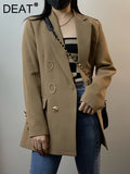 Fashion Women's Blazer Notched Collar Metal Double Buttons Long Sleeve Solid Color Suit Jackets Spring 2023 New
