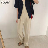 Casual Wide Leg Pants Women Straight High Waist Pants Female Loose Trousers Office Lady Suit Pants Pantalon Femme